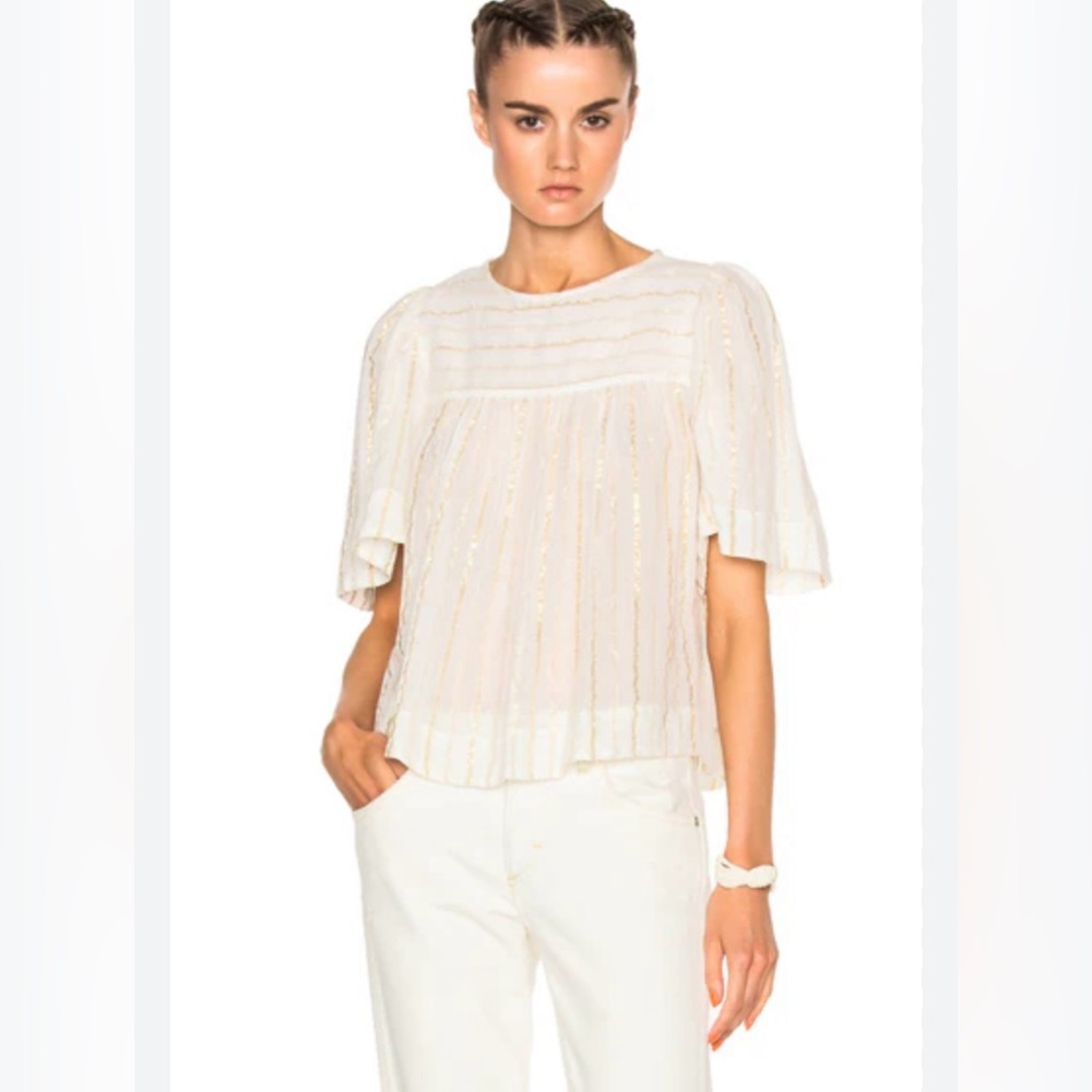 Isabel Marant Etoile Sara Lurex Cotton Top In Off White Size 34 (XS)